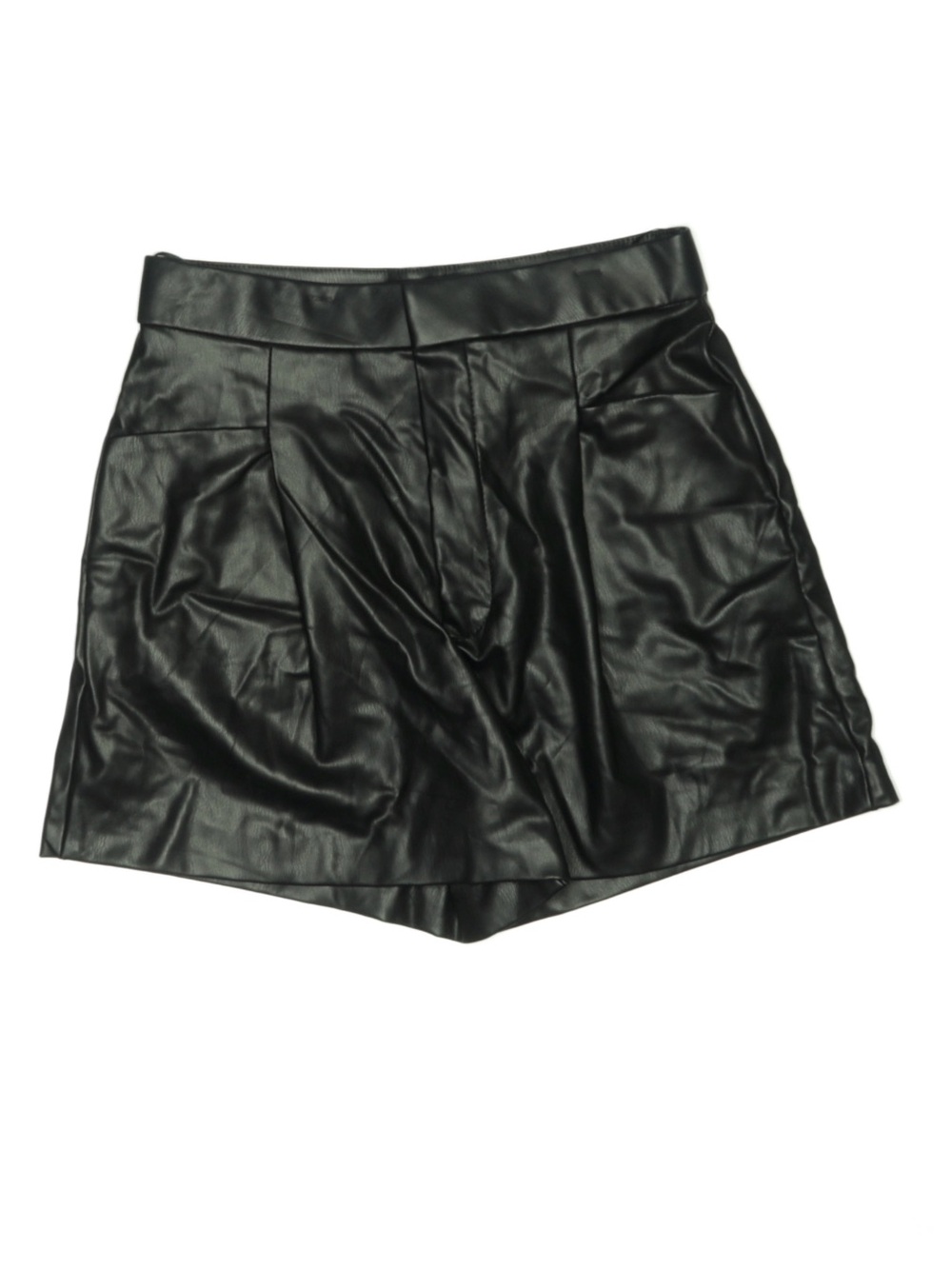 Zara Black Faux Leather High Rise Tailored Shorts Vegan Leather Small